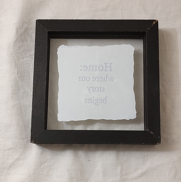 Home Where Our Story Begins Quote Framed Box Sign Rustic Farmhouse Shelf Decor - Picture 3 of 3